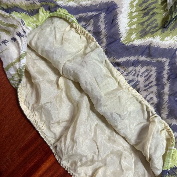 Hale Bob 100% Silk Halter Top Blouse Cropped Chevron Ikat Green XS - Picture 4 of 8